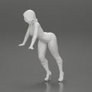 Sexy girl in overalls leans against the car with her hands - Only-Games