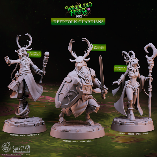 Deerfolk Guardians - Woodland Heroes - CastNPlay - Terrain Wargaming D&D DnD 28mm 32mm 40mm 54mm - Only-Games