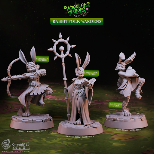 Rabbitfolk Wardens - Woodland Heroes - CastNPlay - Terrain Wargaming D&D DnD 28mm 32mm 40mm 54mm - Only-Games