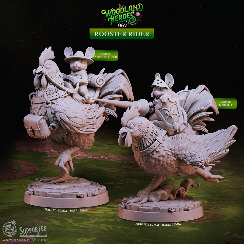 Rooster Riders - Woodland Heroes - CastNPlay - Terrain Wargaming D&D DnD 28mm 32mm 40mm 54mm - Only-Games