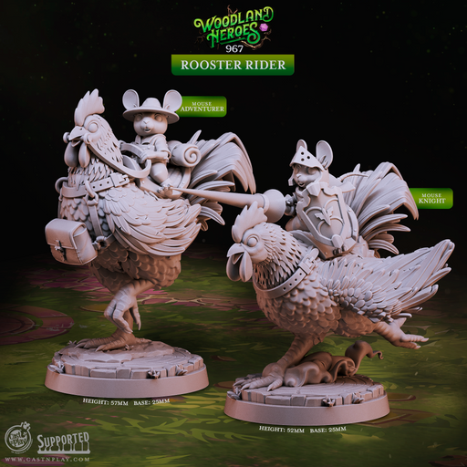 Rooster Riders - Woodland Heroes - CastNPlay - Terrain Wargaming D&D DnD 28mm 32mm 40mm 54mm - Only-Games