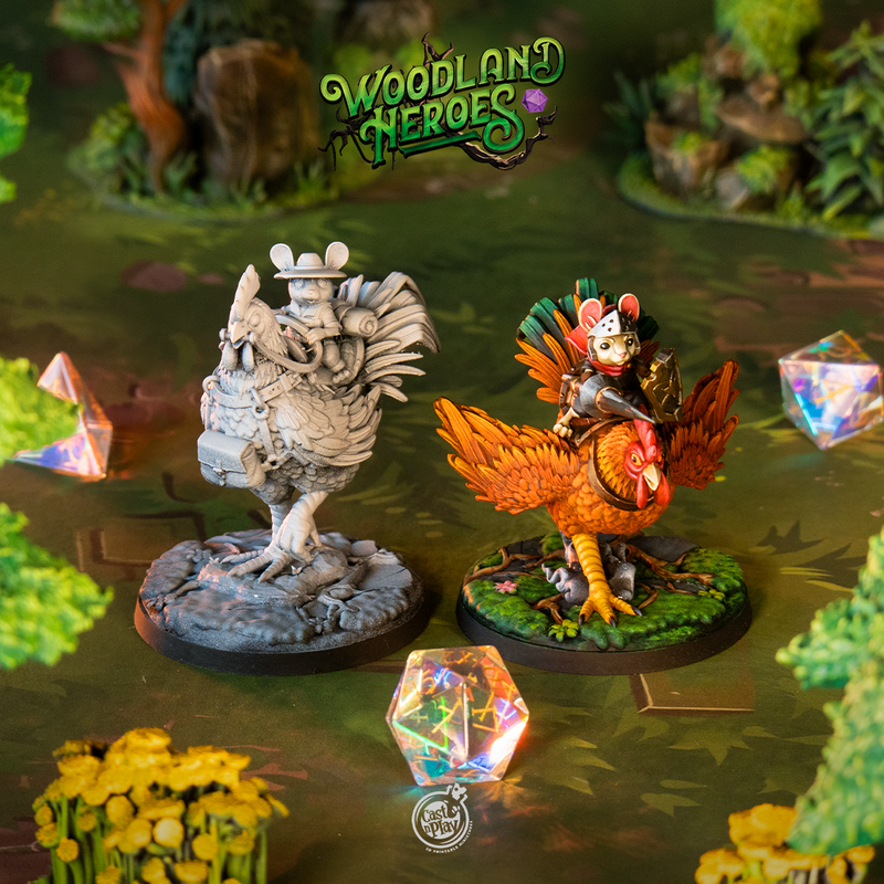 Rooster Riders - Woodland Heroes - CastNPlay - Terrain Wargaming D&D DnD 28mm 32mm 40mm 54mm - Only-Games