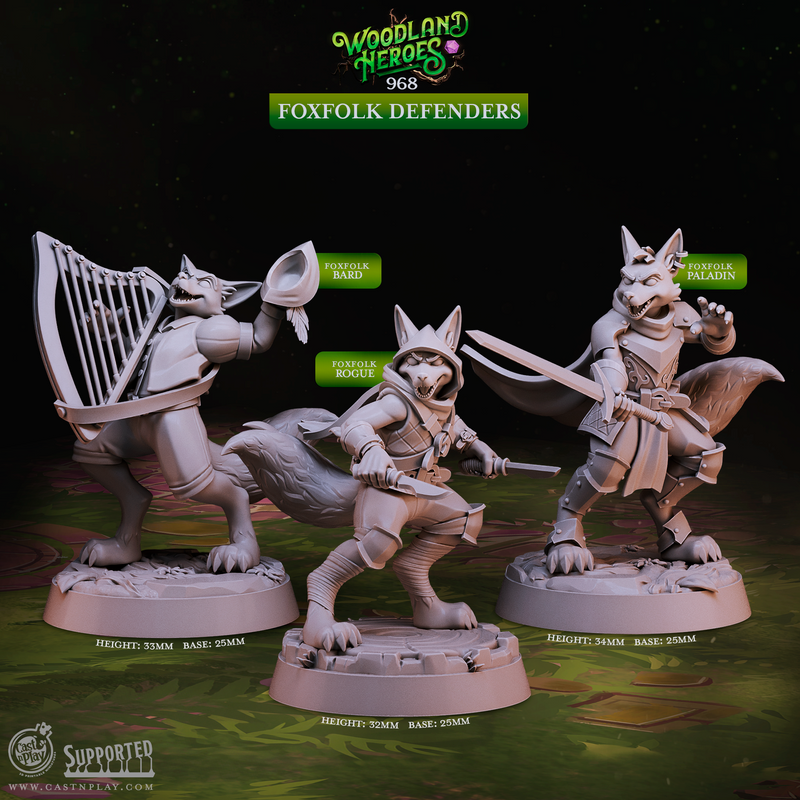 Foxfolk Defenders - Woodland Heroes - CastNPlay - Terrain Wargaming D&D DnD 28mm 32mm 40mm 54mm - Only-Games