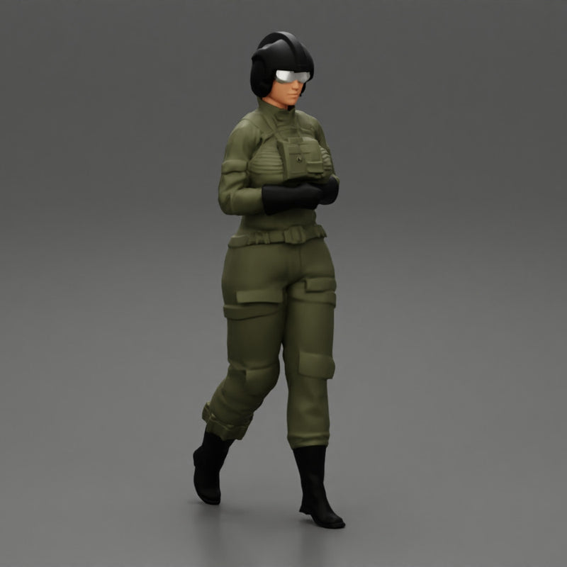 woman fighter pilot walking in helmet - Only-Games