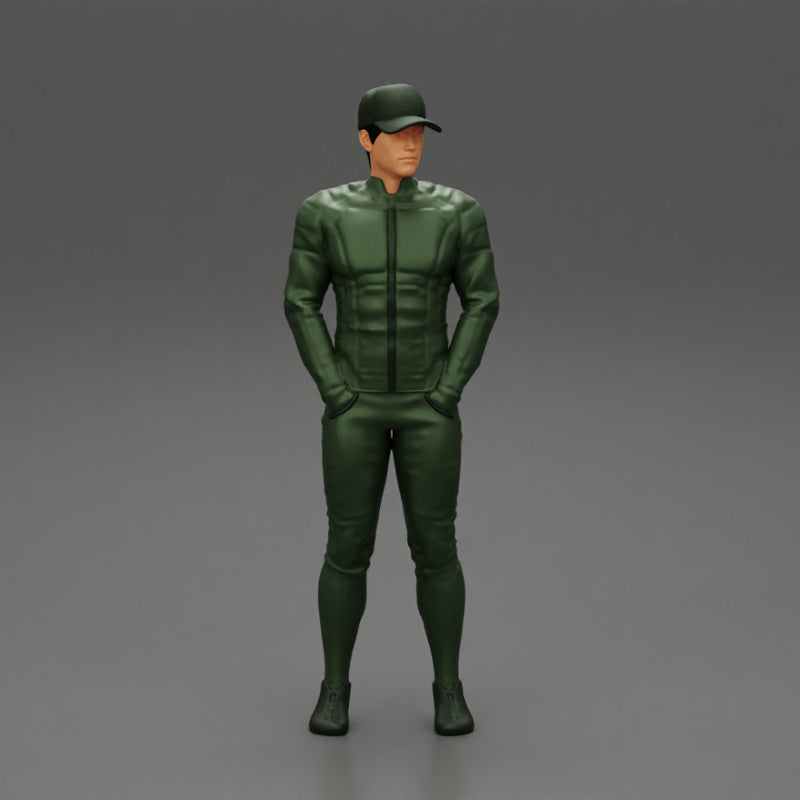 motorbiker standing with his hands in pocket - Only-Games
