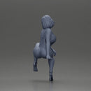 Casual elegance in red overalls and stylish silver heels - Only-Games