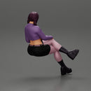 Sexy girl sitting with crossed legs  n boots and mini skirt  with long pigtails - Only-Games