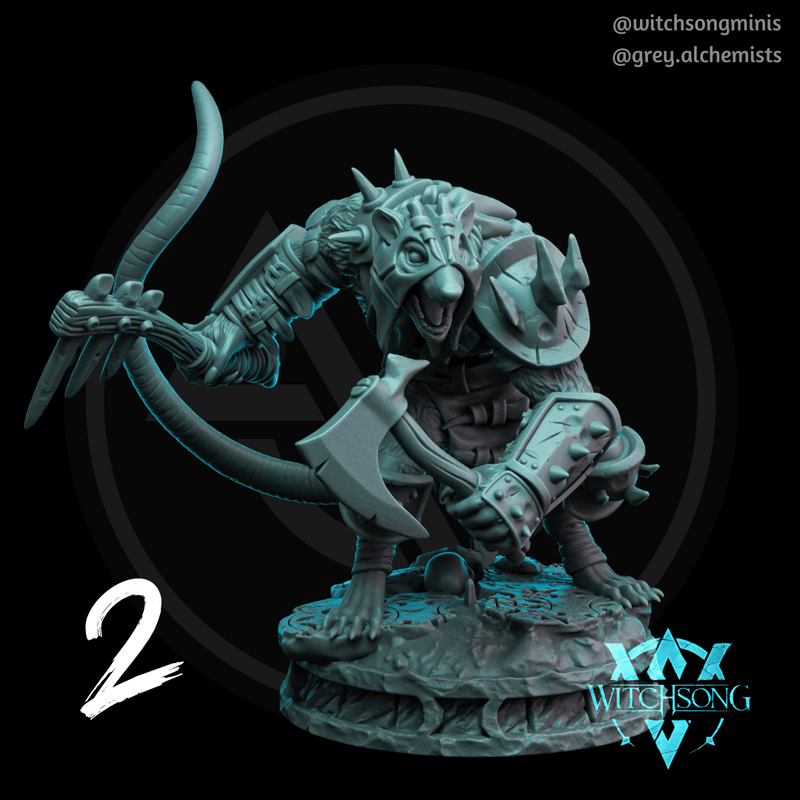 Long Tail Wererats Set - Two Poses - Fantasy Resin Miniatures in 32mm - DnD Monsters - Only-Games