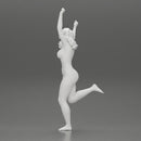 Naked happy girl Standing on One Leg - Only-Games