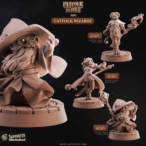 Catfolk Wizards - Catfolk Heroes - CastNPlay - Terrain Wargaming D&D DnD 28mm 32mm 40mm 54mm - Only-Games