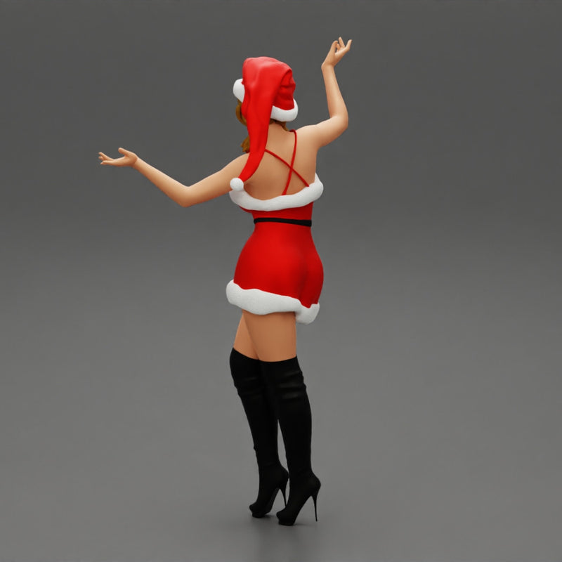 Lovely Santa Girl in Christmas Dress Posing - Only-Games