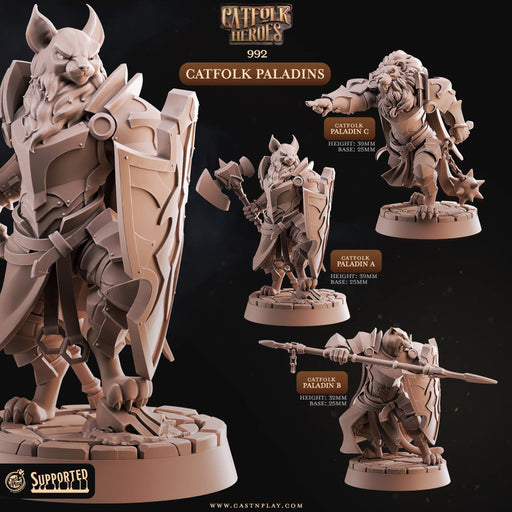 Catfolk Paladins - Catfolk Heroes - CastNPlay - Terrain Wargaming D&D DnD 28mm 32mm 40mm 54mm - Only-Games