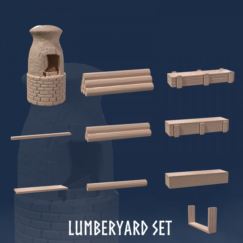 Lumberyard Set (10 Models) - Wood - Logs - Woodcutting - Lumberjack