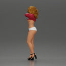 woman in heels, a string bikini, and a sultry mini shirt with sleeves - Only-Games