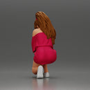 fashionable girl in beachwear is sitting and looking - Only-Games