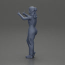 Smiling girl in overalls showing a thumbs up with both hands - Only-Games