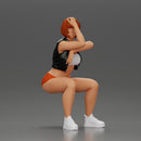 Sexy Girl in a Mini Leather Jacket and Shorts Sitting and Leaning with Her Hands - Only-Games