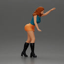 Curious Woman in mini skirt Checking Under the Hood of a Sleek Car - Only-Games