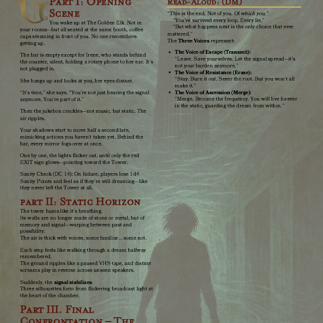 Dead Frequency DnD 5e Adventure – Signal in Static, Horror One Shot