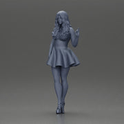 Woman in Flared Dress and Heels with long hair - Only-Games