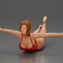 surfer girl with effortless grace, lying on her surfboard as she rides the wave - Only-Games