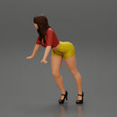 sexy girl in shorts and mini shirt leans against the car with her hands - Only-Games