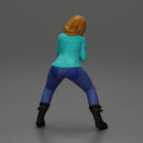 Girl sitting on a scooter, wearing an open jacket - Only-Games