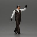 man in suit raising hand up walking - Only-Games