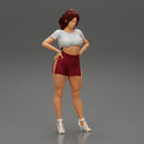 Brunette Girl in Short and mini shirt - Only-Games