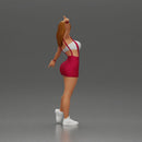 Dynamic woman striking a joyful pose in sporty red outfit - Only-Games