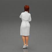 woman in a white bathrobe standing - Only-Games