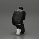 Gangster in hat and jacket sitting and holding a gun hides behind the car - Only-Games