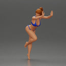 Woman in a bikini leaning on the car with her hands on the beach - Only-Games