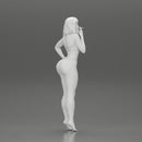 sexy girl in bikini standing smoking cigarette on the beach - Only-Games