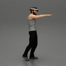 Travel man wearing a hat and a beard pointing the right way - Only-Games