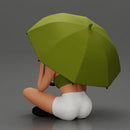 Pretty Girl with an Umbrella in bra and Shorts, Sitting - Only-Games