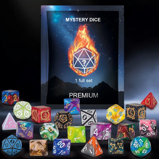 Mystery Dice Blind Bag 7pc Polyhedral Lucky Dip D&D, PATHFINDER TTRPG - Only-Games