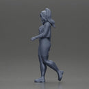 fashionable girl walking her dog, wearing a stylish shirt and long boots - Only-Games