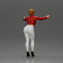 Confident woman in red jacket white leggings striking a pose - Only-Games