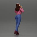 Beautiful girl in jeans and shirt posing - Only-Games