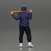 Gangster in hoodie sunglasses and cap holding A Baseball Bat on his shoulder - Only-Games