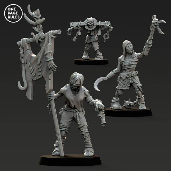 Vampiric Stitched Zombies Command (3 Models) - Only-Games