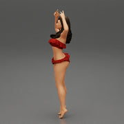 Hot beautiful woman in bikini standing with her arms raised up - Only-Games