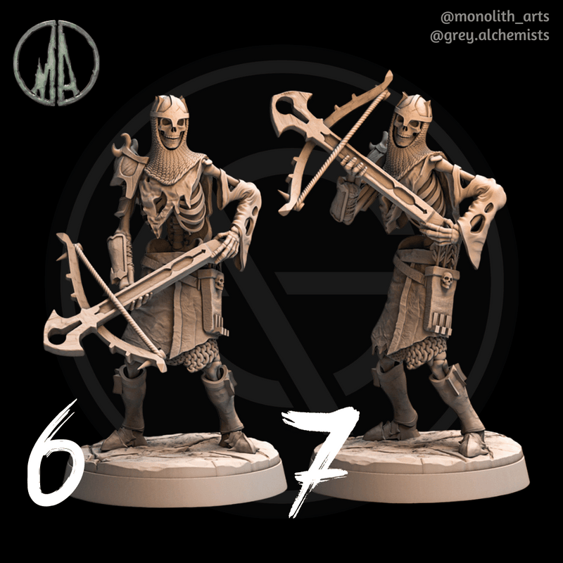 Skeleton Crossbowmen - 12 Poses - Fantasy Resin Miniatures in 32mm - DnD Monsters