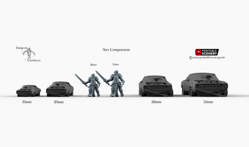 Abandoned Dodge Charger - Brave New Worlds - Printable Scenery Wasteworld Gaslands Terrain Scatter D&D DnD Car - Only-Games