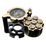 Hexchamber | Ancient Gold | Bullet Dice Set with Spinning Revolver Case - Only-Games