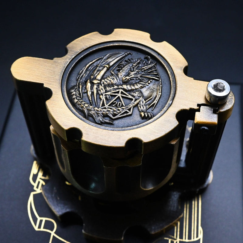 Hexchamber | Ancient Gold | Bullet Dice Set with Spinning Revolver Case - Only-Games