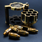 Hexchamber | Ancient Gold | Bullet Dice Set with Spinning Revolver Case - Only-Games