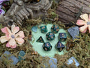 Green and Black Galaxy Dice Set