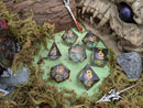 Black Liquid Core Shimmer Dice with Gold Numbering